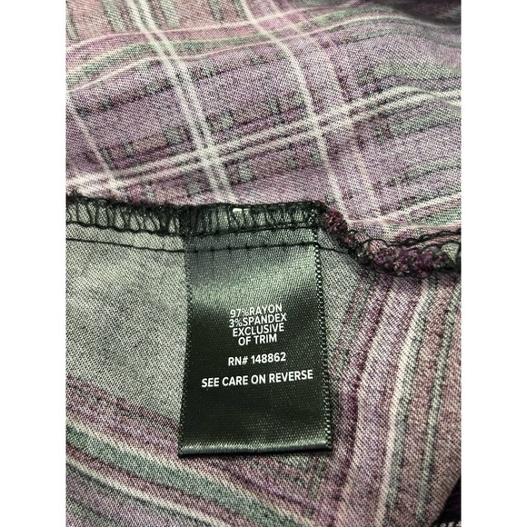 Torrid Purple Plaid Mini Challis Button Front Shirt Dress 2X - Picture 8 of 8